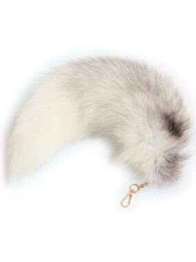 Women's White Real Fox Tail Fur Toy Keychain Clasp Fashion Charm Cosplay